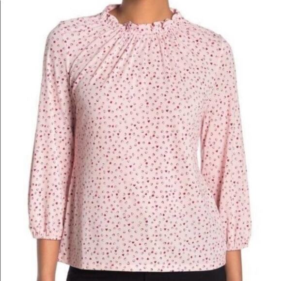 Adrianna Papell Heart Print High Neck Top - Picture 1 of 8